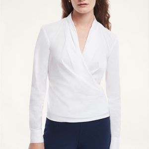 NWT Brooks Brothers Cotton White Wrap Blouse Top
